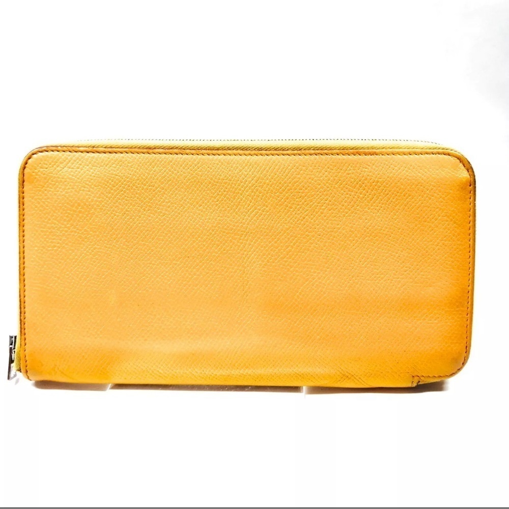 Hermes Yellow Silk'In Classique long wallet